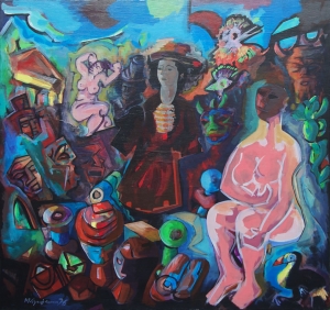 Reminiscences #2 - 1976; Acrylics on Panel, 36&quot; x 38&quot;